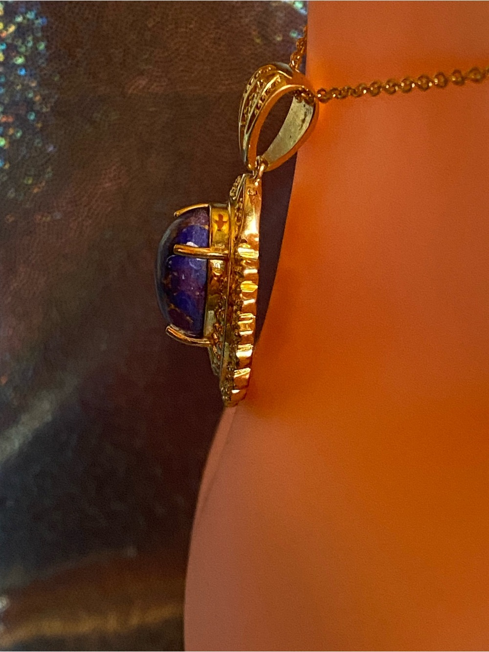 Mojave Purple Turquoise 7.50 ctw Pendant, 18K YG Plated, with 20 inch chain